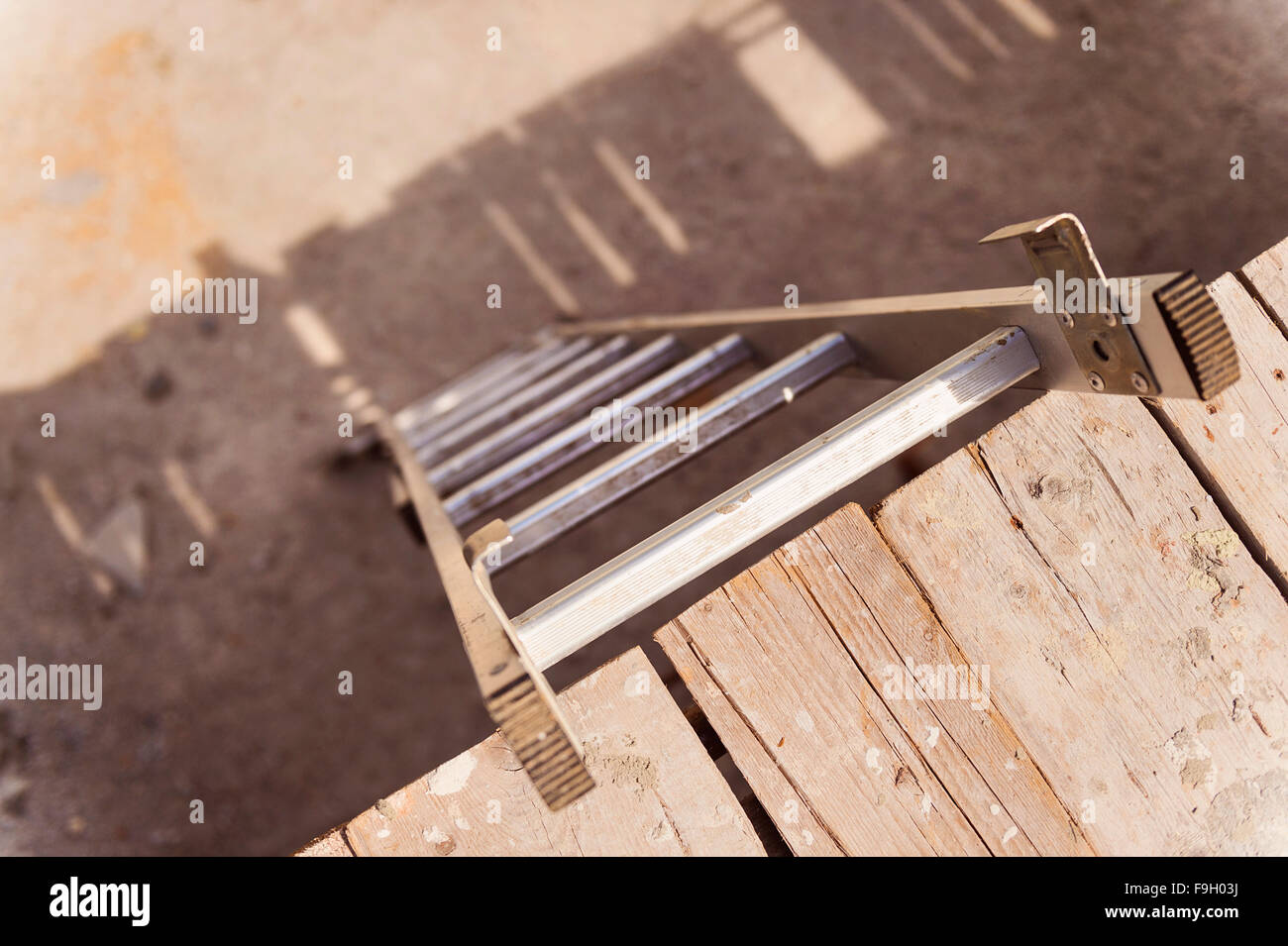 Ladder on a construction site. Highg angle view. Stock Photo