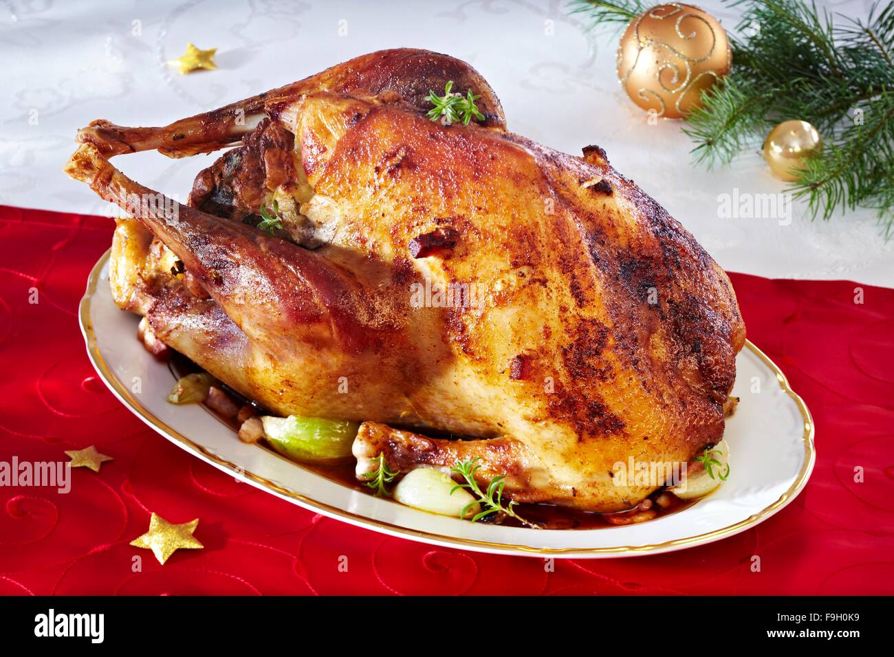 Roast Stuffed Turkey Stock Photo Alamy