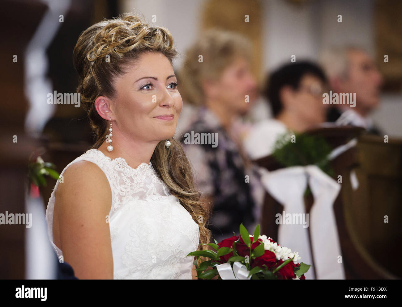 Young bride church hi-res stock photography and images - Alamy