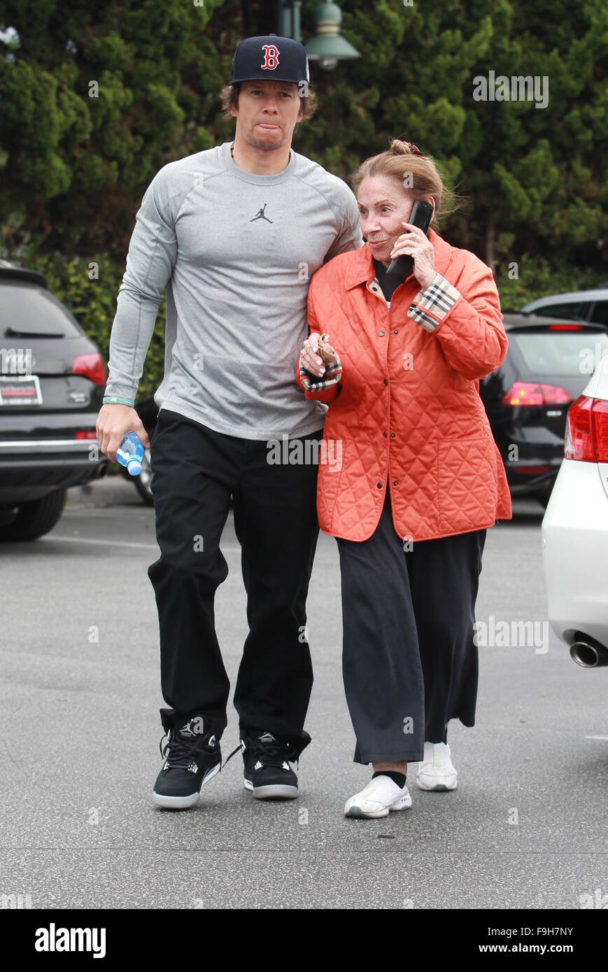 Mark Wahlberg showing his toned torso in a tight t-shirt with Nike  “Jumpman” logo for Air Jordan, goes shopping at Bristol Farms in Beverly  Hill Featuring: Mark Wahlberg Where: Los Angeles, California,
