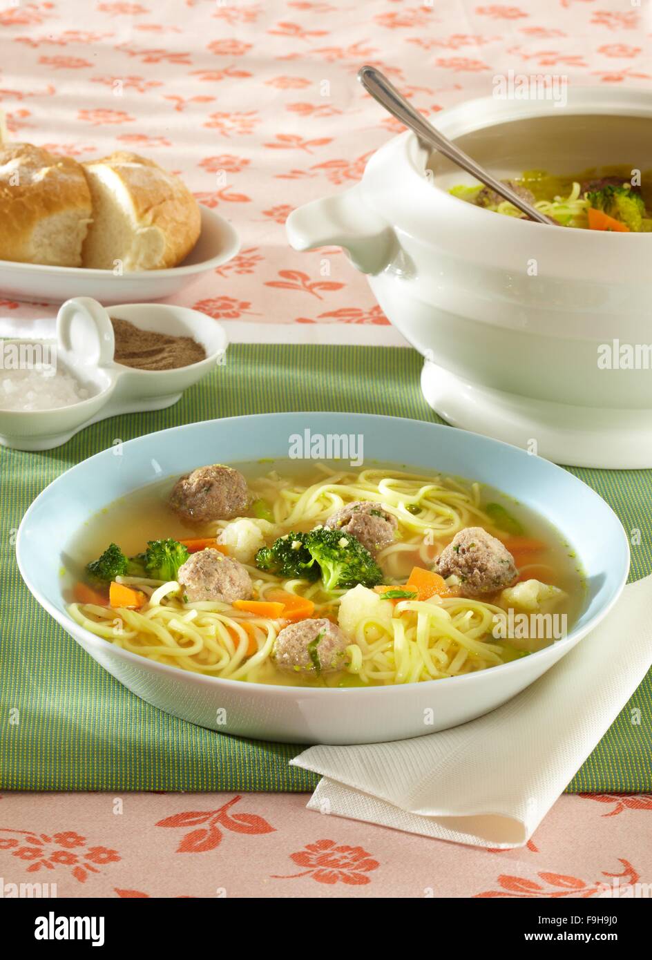 Beef soup with liver balls Stock Photo Alamy