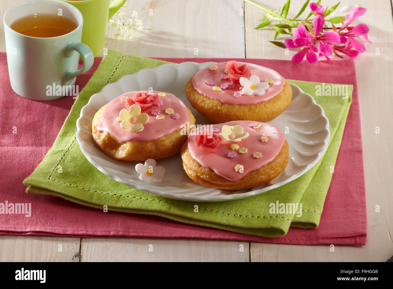 Pink doughnuts Stock Photo