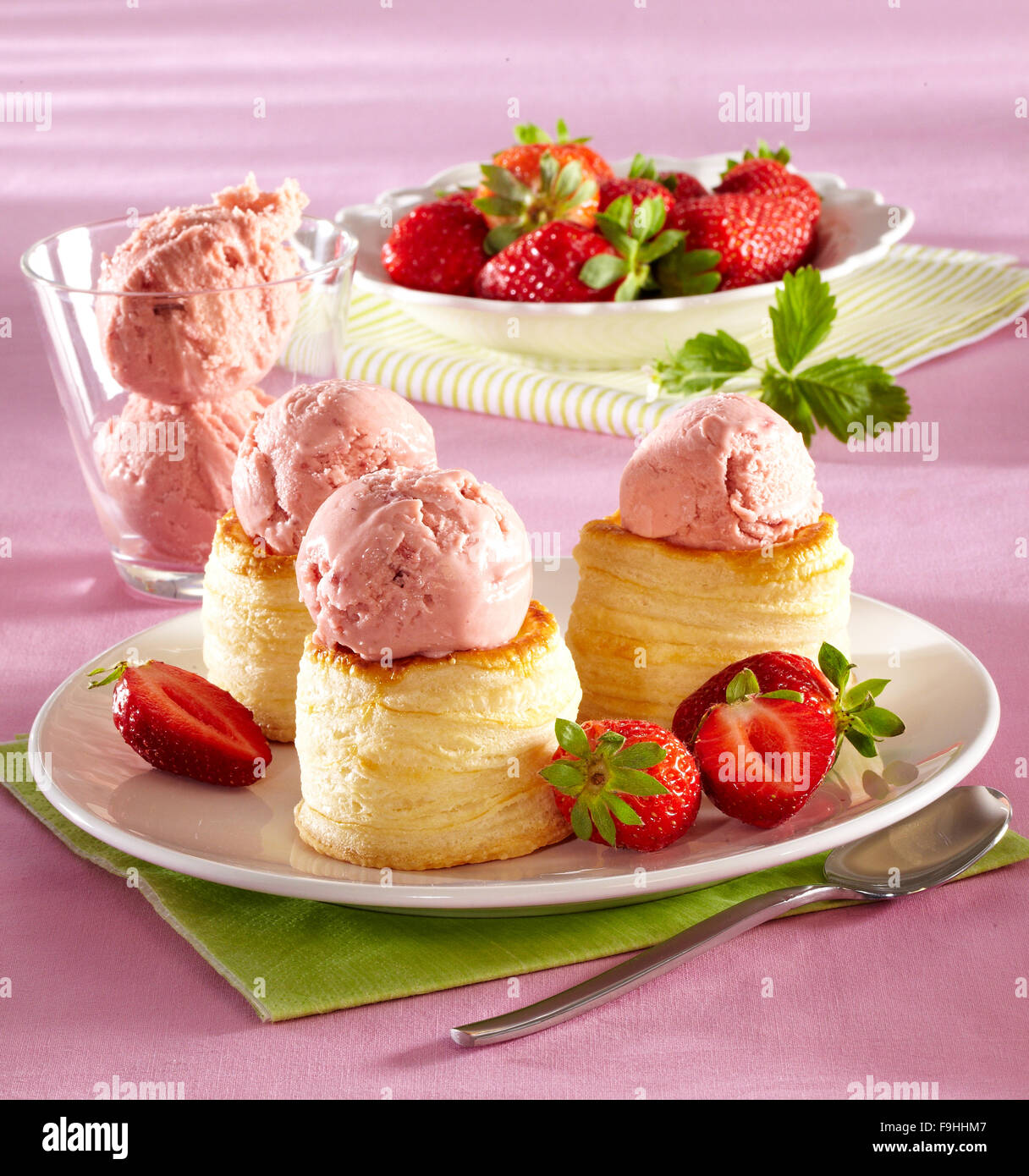 Ice cream filled pastry cups Stock Photo Alamy