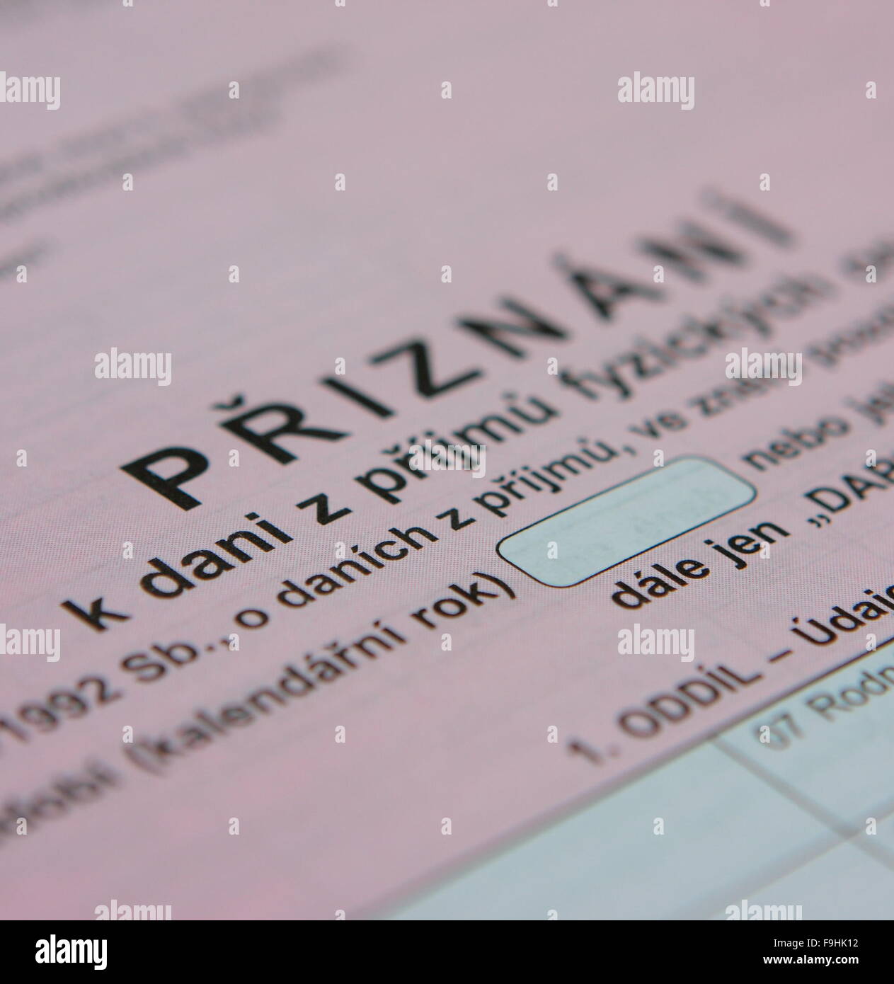 Czech Tax Form Stock Photo Alamy