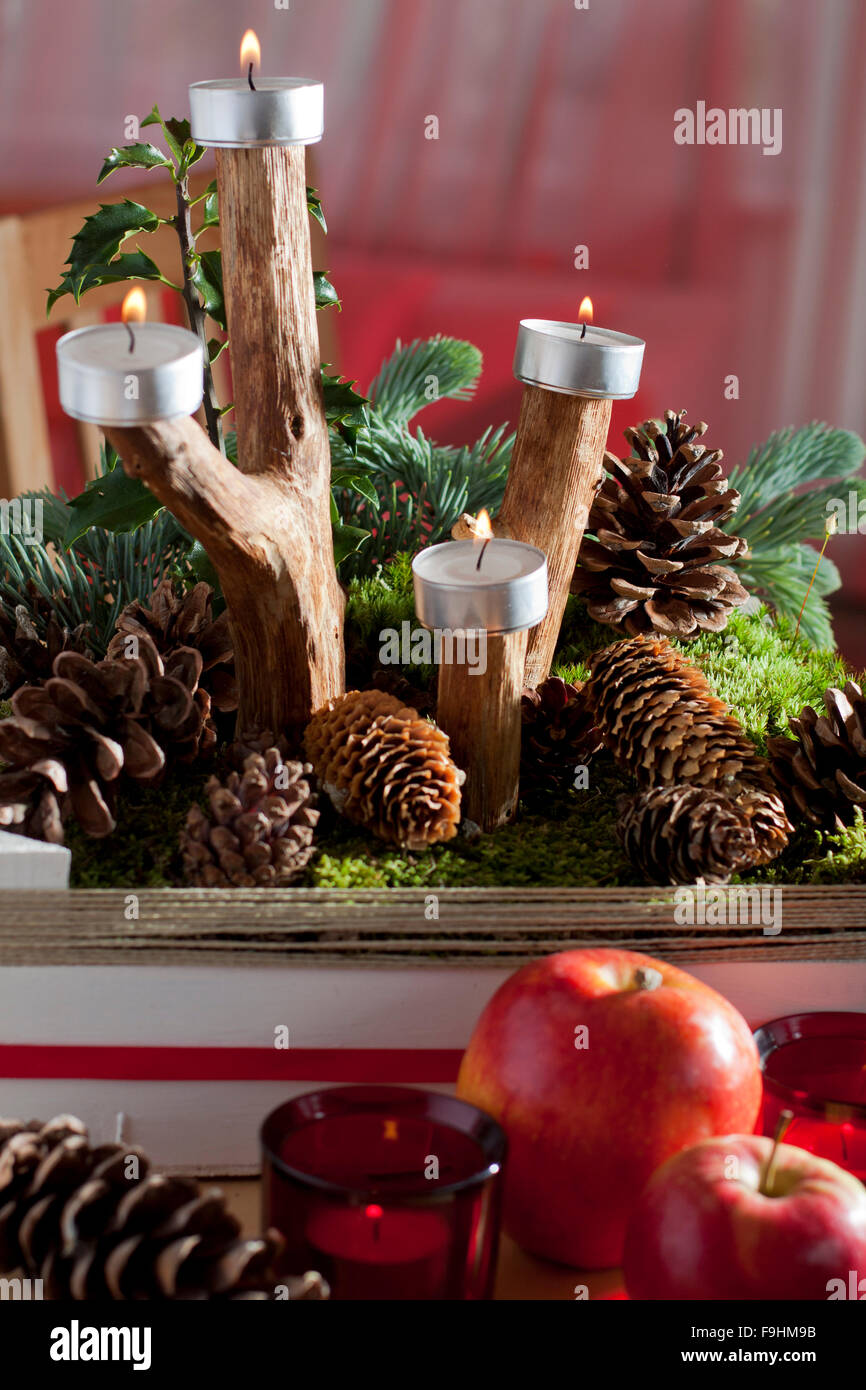 wood stick candle holder Stock Photo Alamy