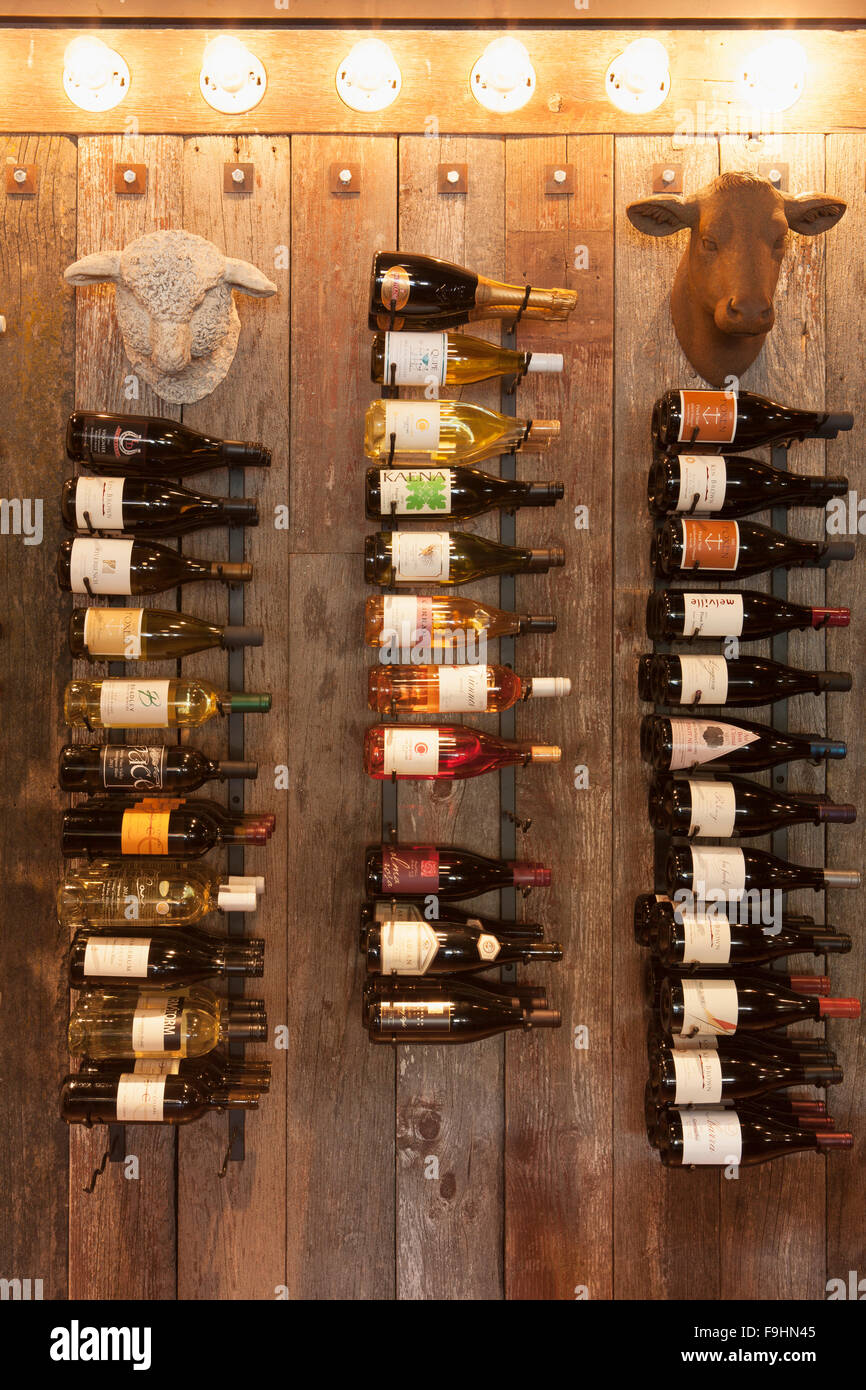 wine rack, Succulent Cafe, Solvang, California Stock Photo