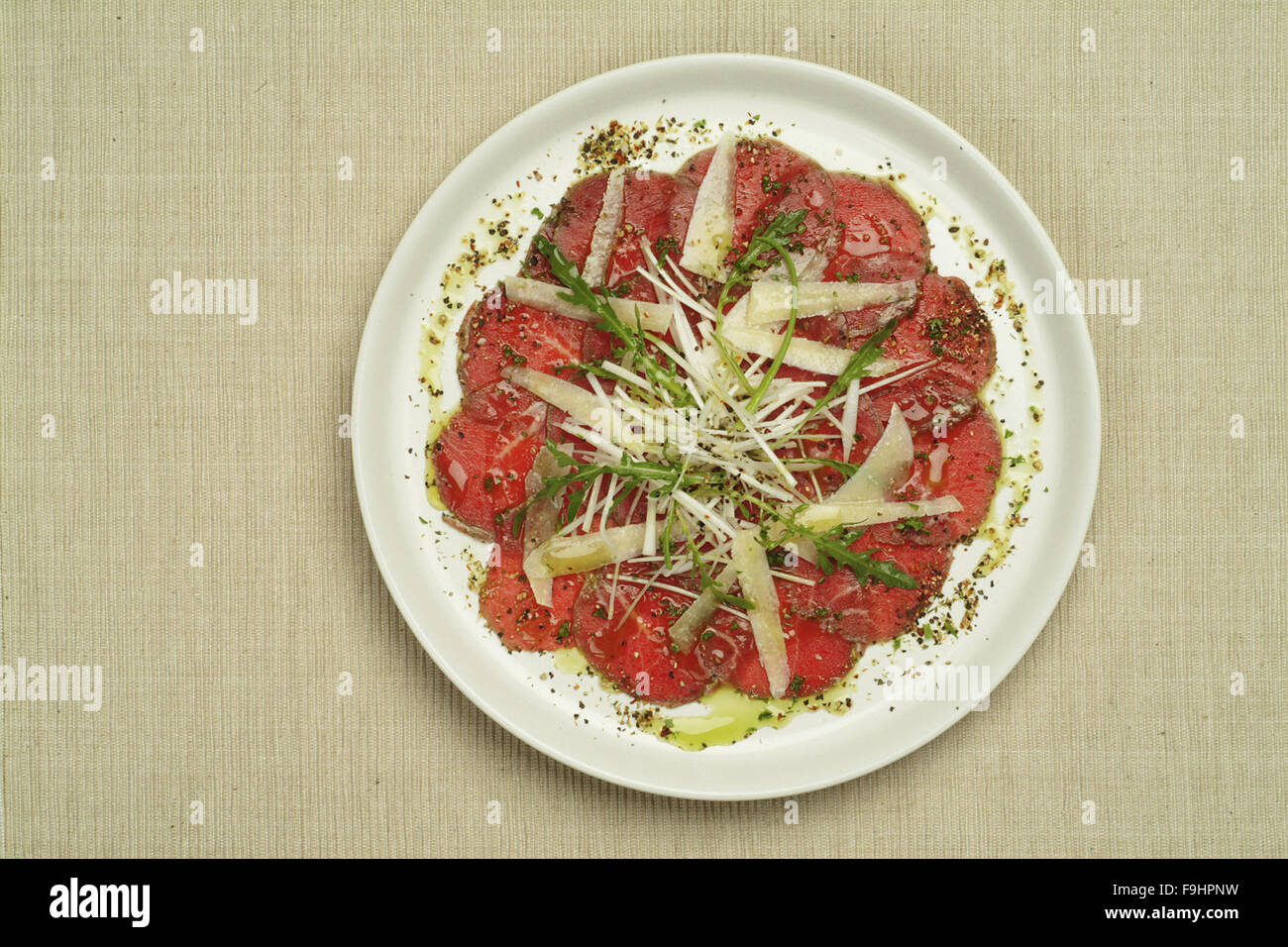 Beef Carpaccio with Parmesan Stock Photo Alamy