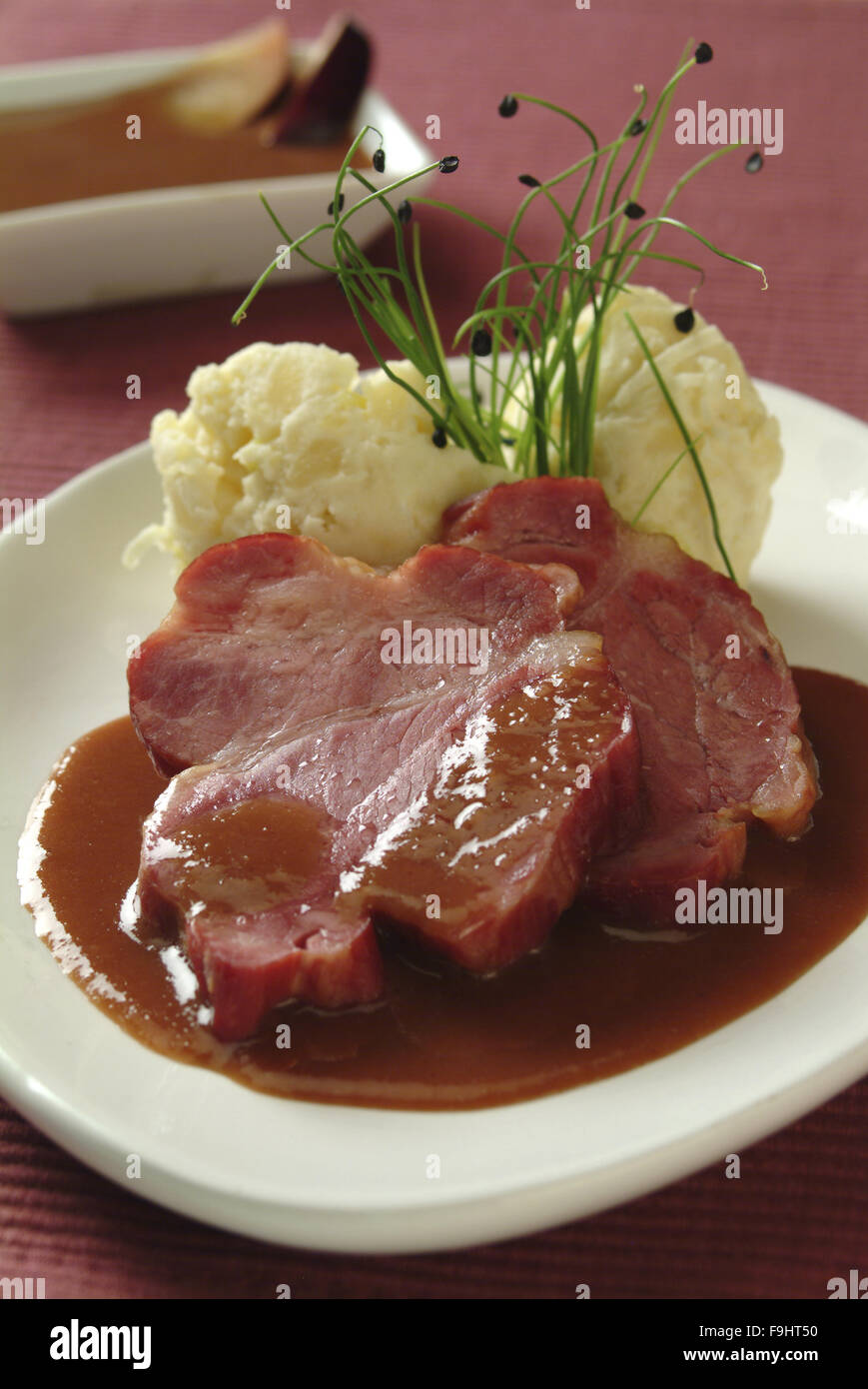 Smoked Pork Neck with Plum Sauce Stock Photo Alamy