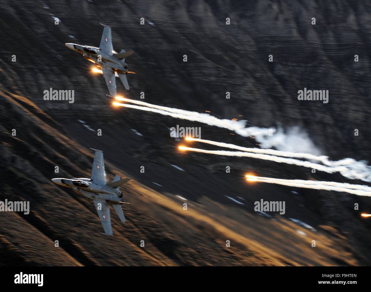 McDonnell Douglas F-18 Hornet Fighter of Switzerland Air Force Stock Photo