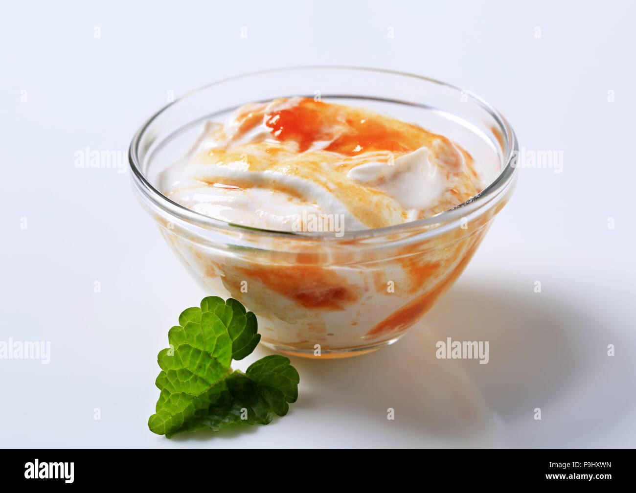 Bowl of yogurt with jelly studio Stock Photo Alamy