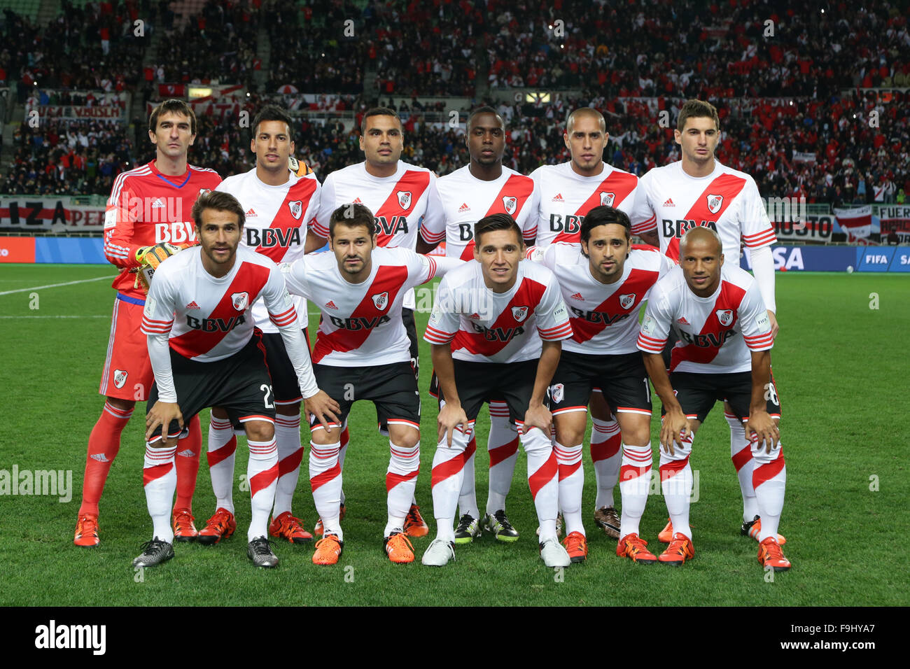 River Plate team group line-up (River Plate), DECEMBER 16, 2015 -  Football/Soccer : River Plate team group (L-R) Marcelo Barovero, Leonel  Vangioni, Gabriel Mercado, Eder Balanta, Jonatan Maidana, Lucas Alario  front: Leonardo