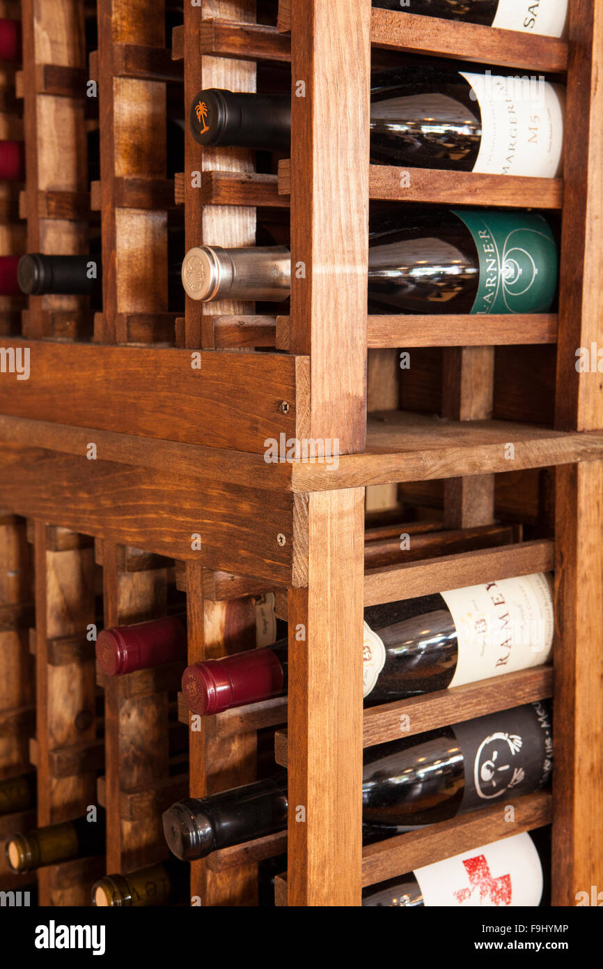 Restaurant Wall Display Wine Bottles High Resolution Stock Photography