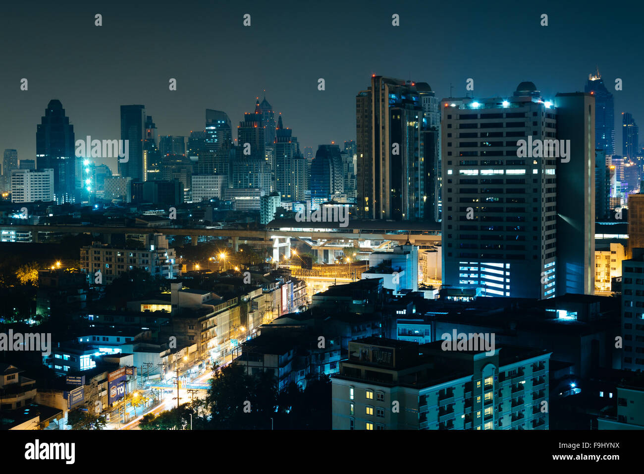 View of skyscrapers at night, in Bangkok, Thailand Stock Photo - Alamy