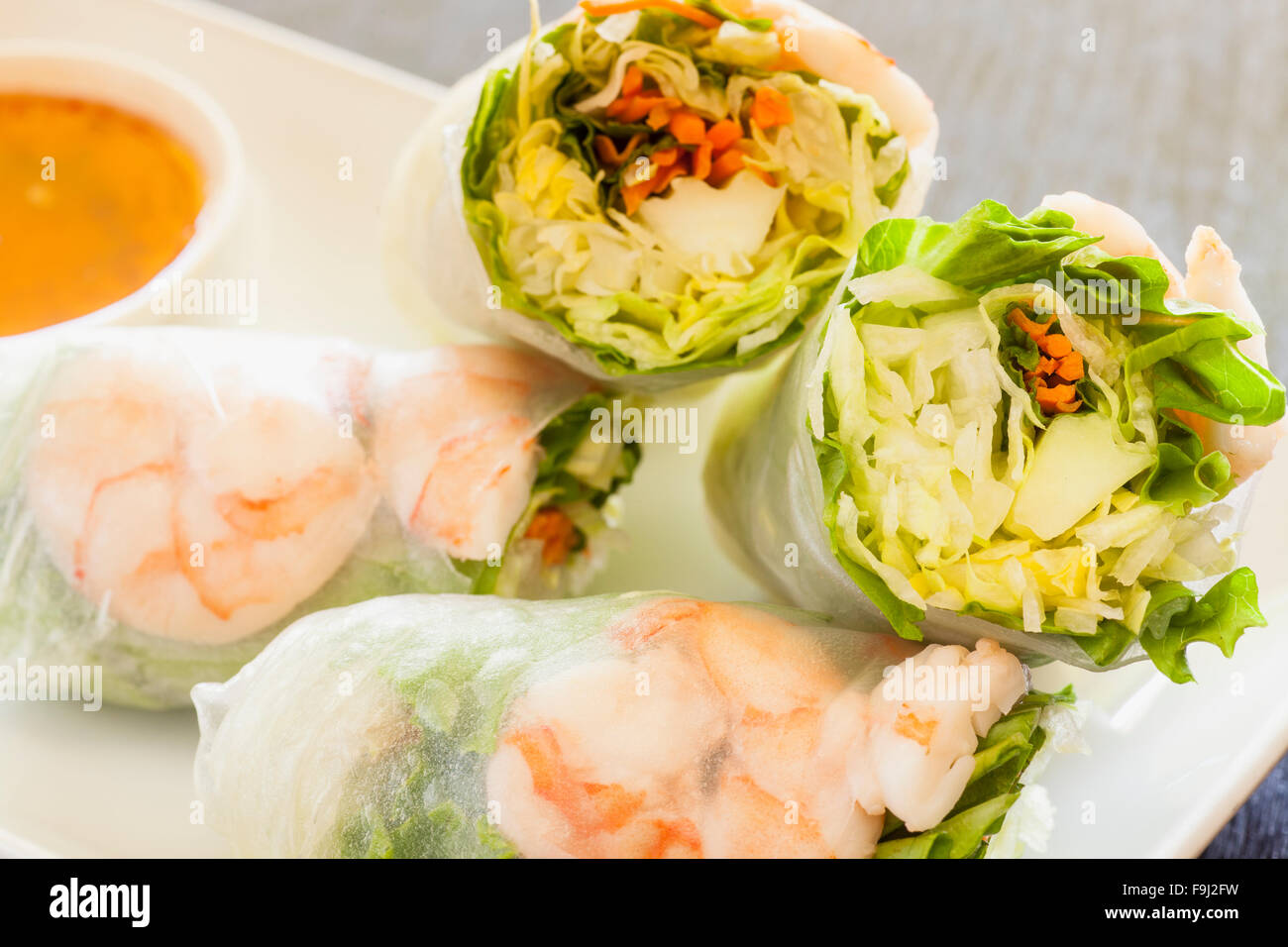 fresh rolls with shrimp, Rice By Mama, Ventura, California Stock Photo