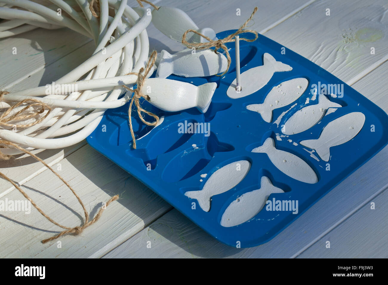 step by step made gypsum fish Stock Photo Alamy