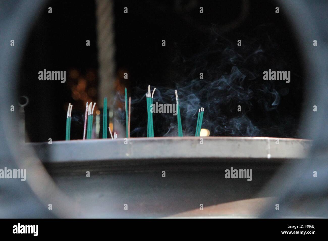 incense outside Japanese shrine Stock Photo Alamy