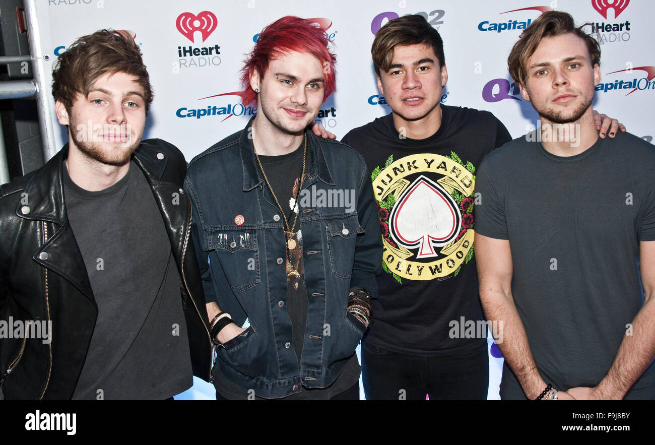 5 Seconds of Summer Pose at Q102's Jingle Ball 2015 at Wells Fargo