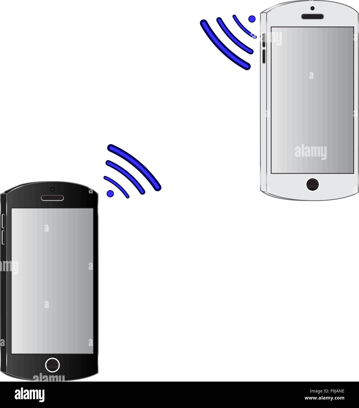 Two modern mobile phones. Wireless connection. Data transfer Stock Vector Image & Art Alamy