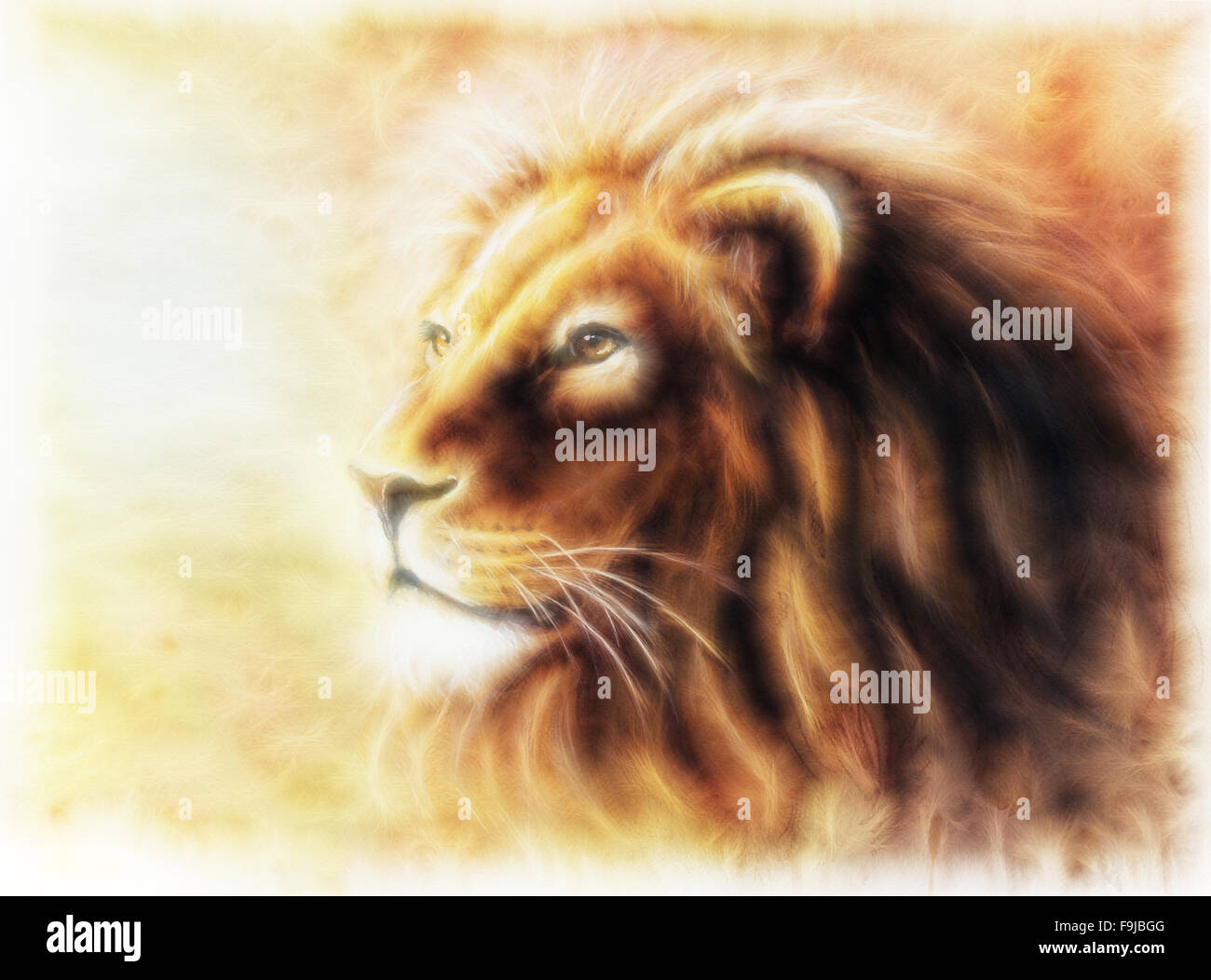 Lion Head Profile Painting High Resolution Stock Photography and Images ...