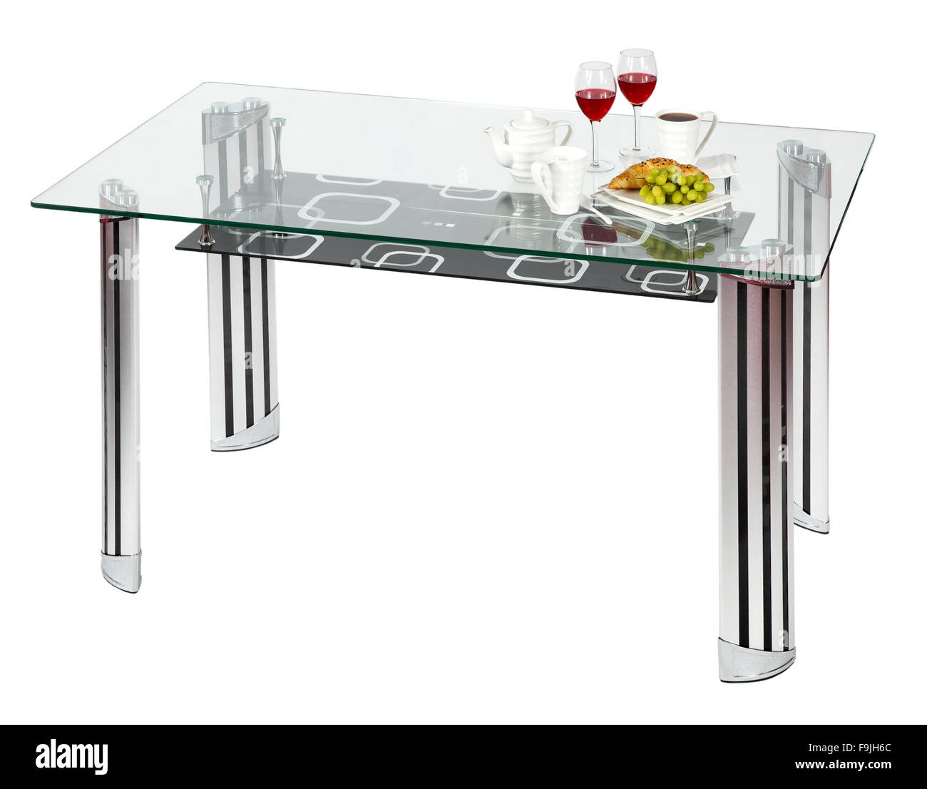 Modern glass top dining table Stock Photo Alamy