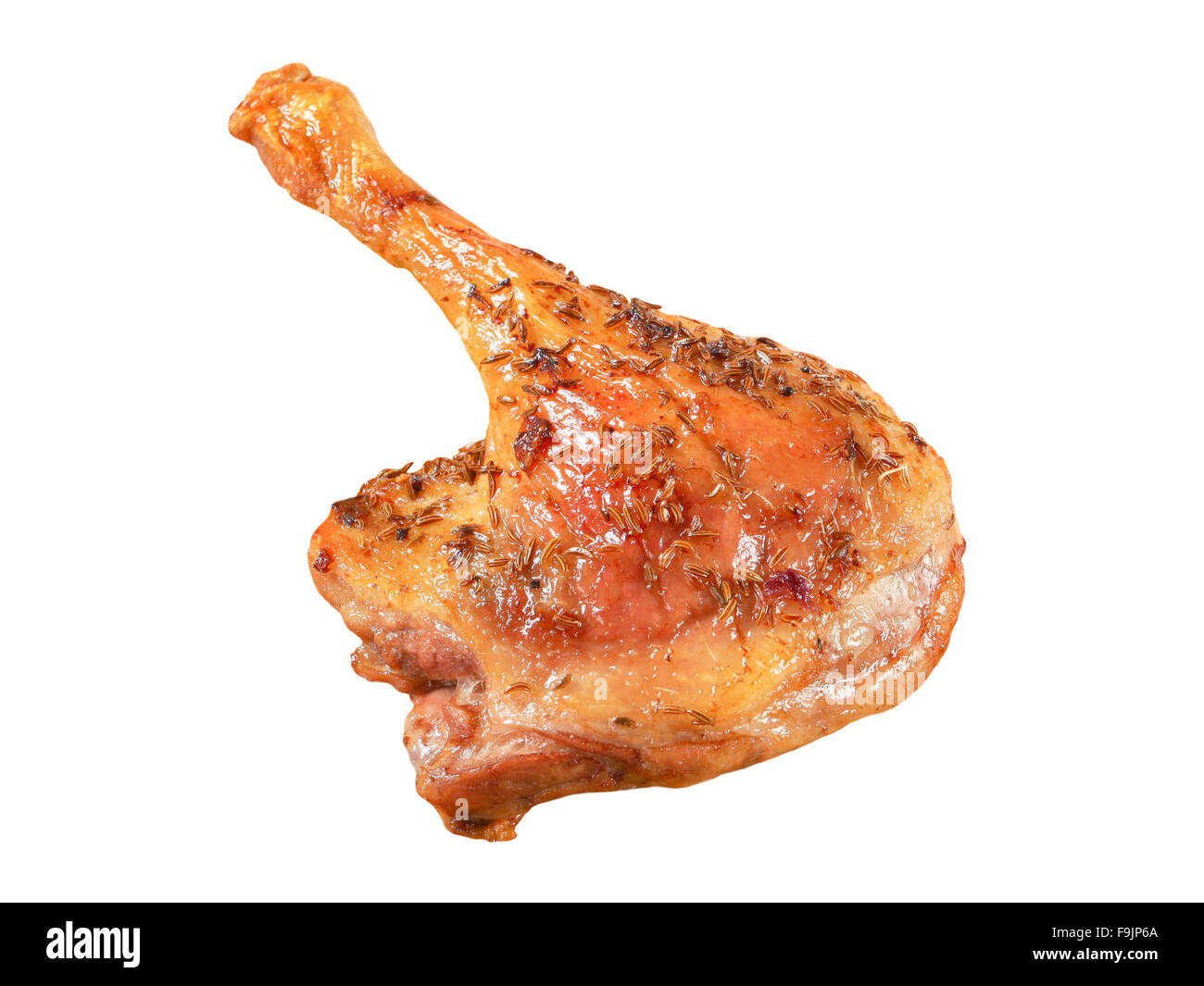Roast duck leg isolated on white Stock Photo - Alamy