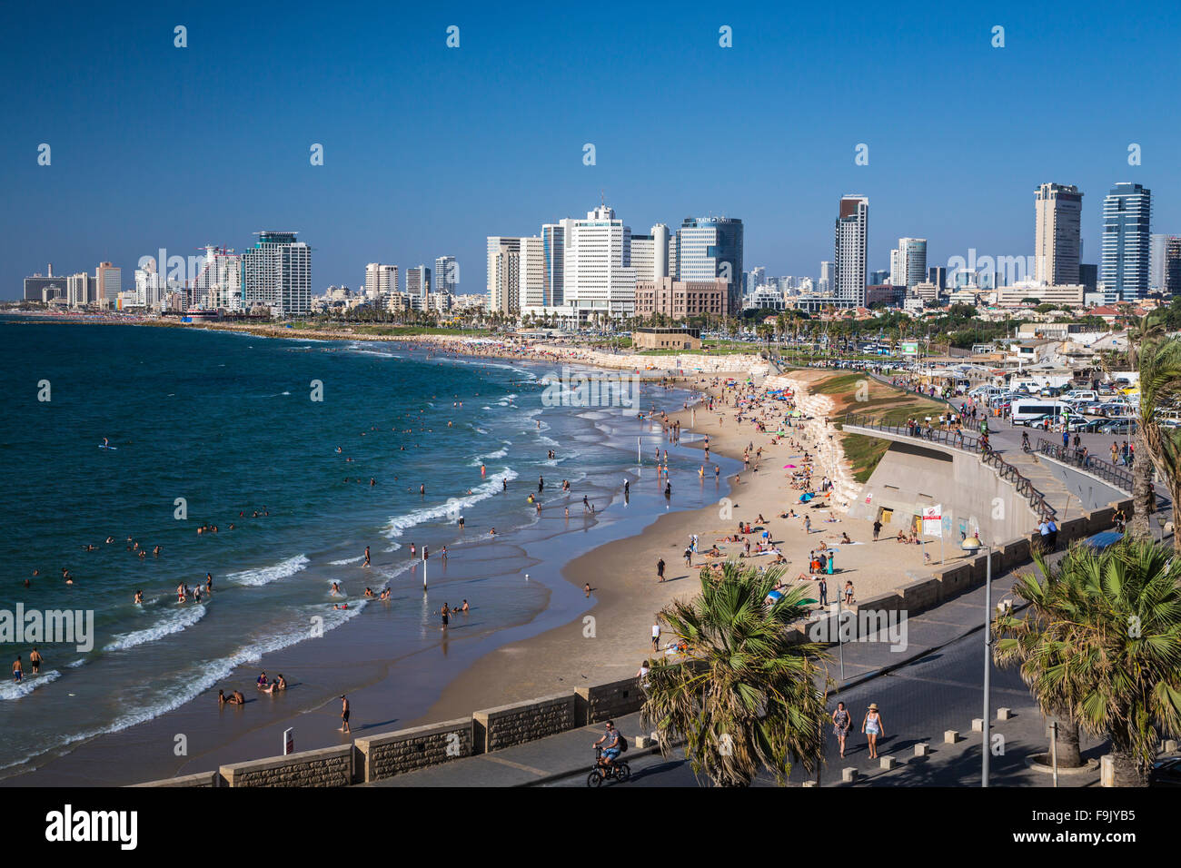 The skyline of Tel Aviv and the Mediterranean Coast from old Jaffa,Tel 