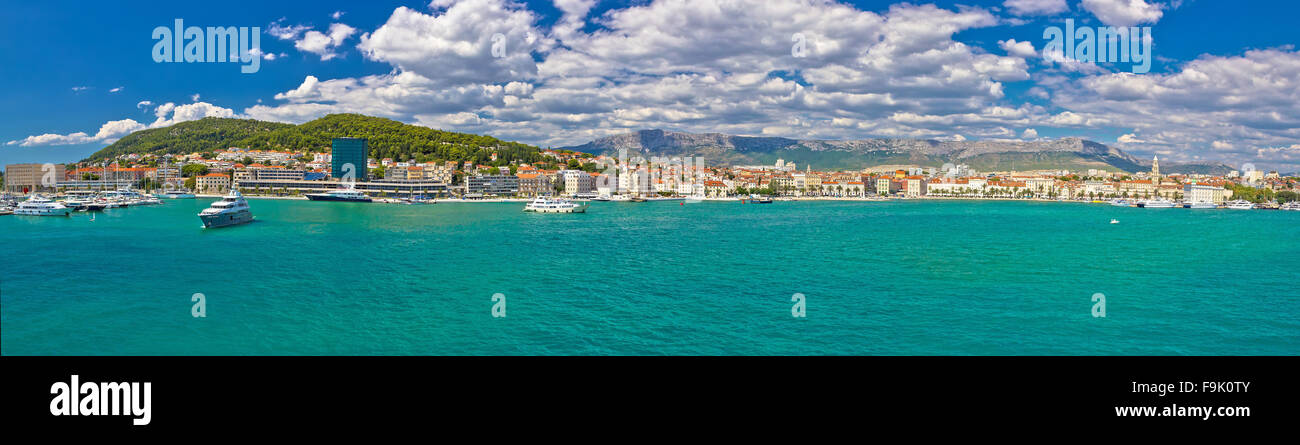 Split blue waterfront panoramic view, Dalmatia, Croatia Stock Photo