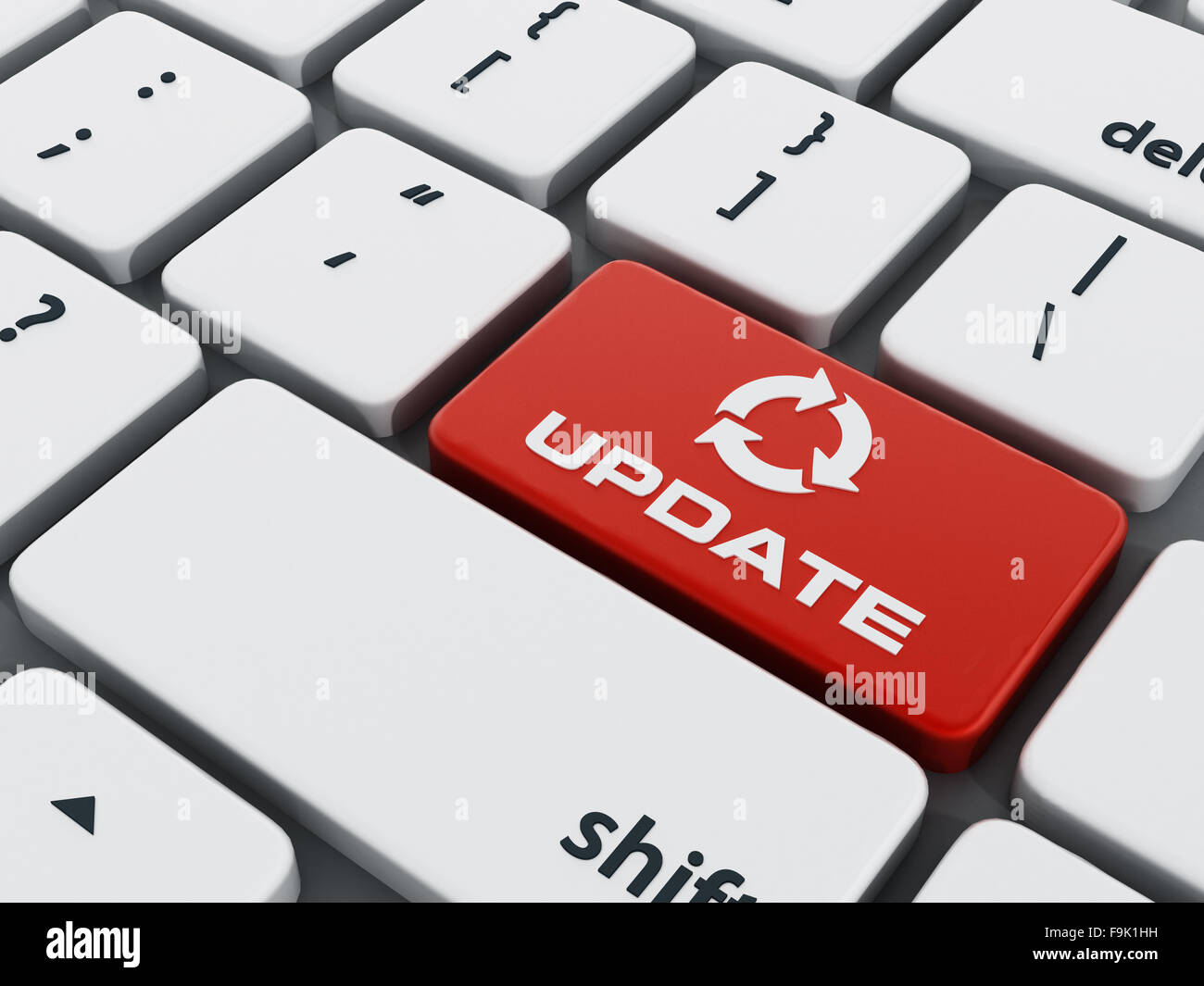 Red update key on computer keyboard Stock Photo
