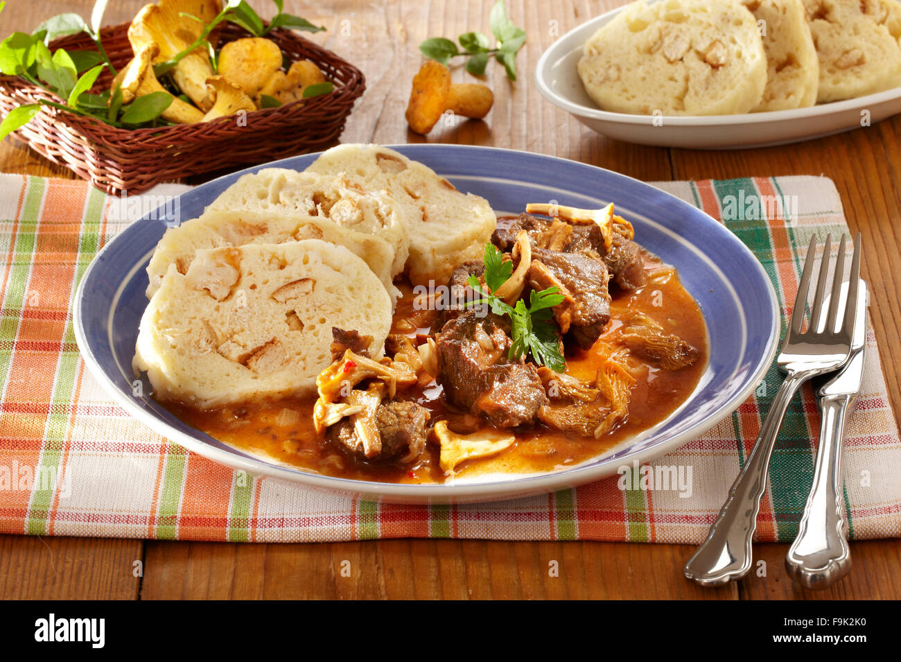 Beef and chanterelle goulash + steps Stock Photo Alamy