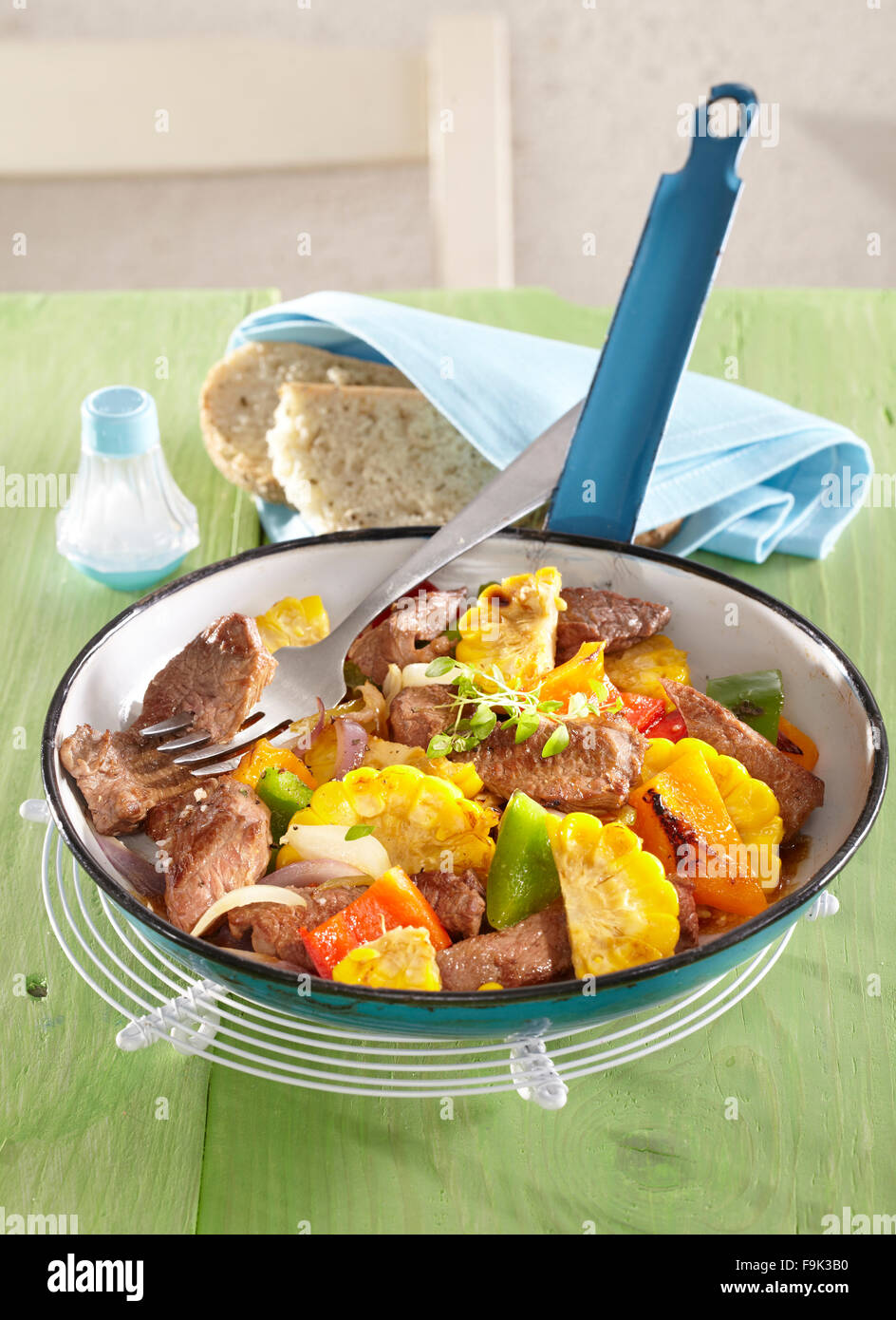 Beef and corn stir fry Stock Photo Alamy