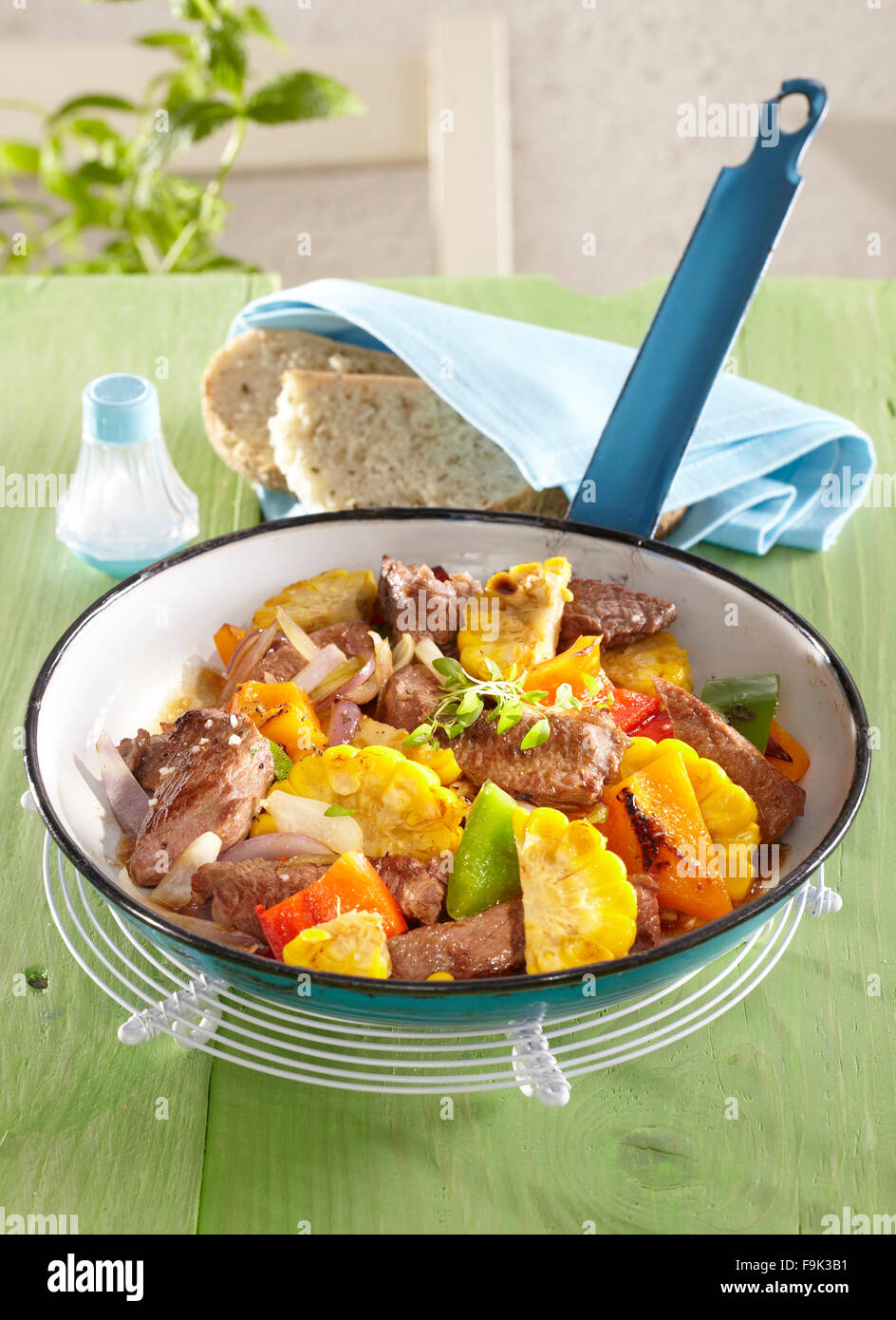 Beef and corn stir fry Stock Photo Alamy