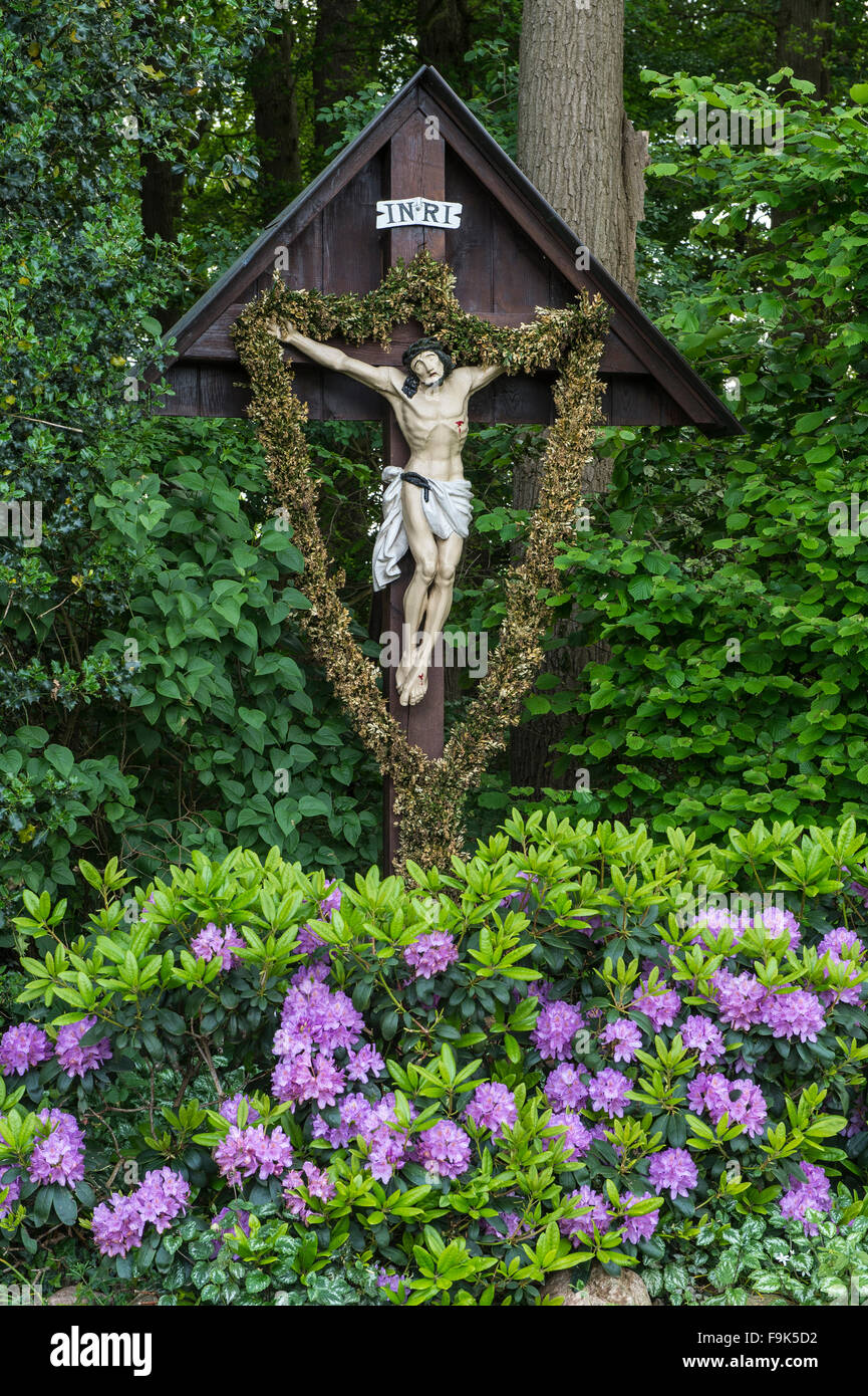 decorated wayside cross, cloppenburg, cloppenburg district, lower saxony, germany Stock Photo