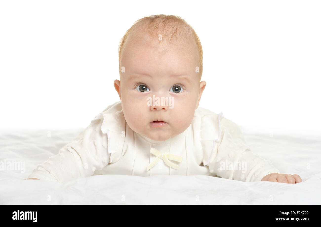 Adorable baby girl on blanket Stock Photo Alamy
