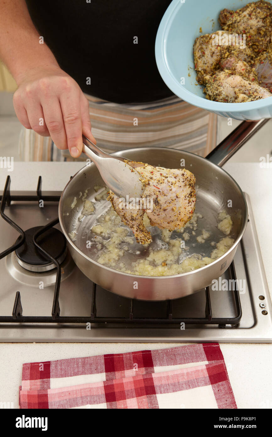 Roast chicken in Indian style + steps Stock Photo Alamy