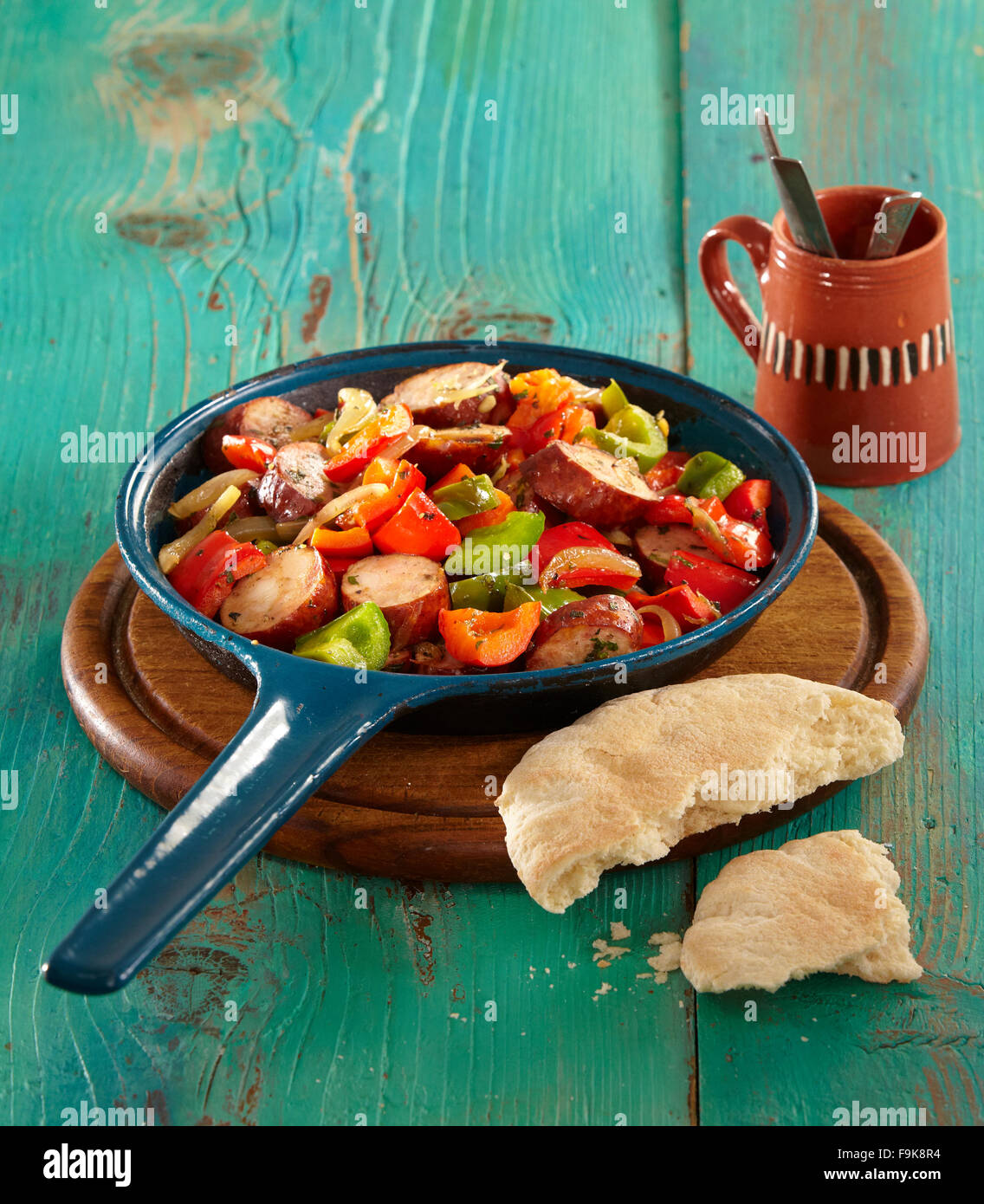 Ham sausage and pepper stew Stock Photo Alamy