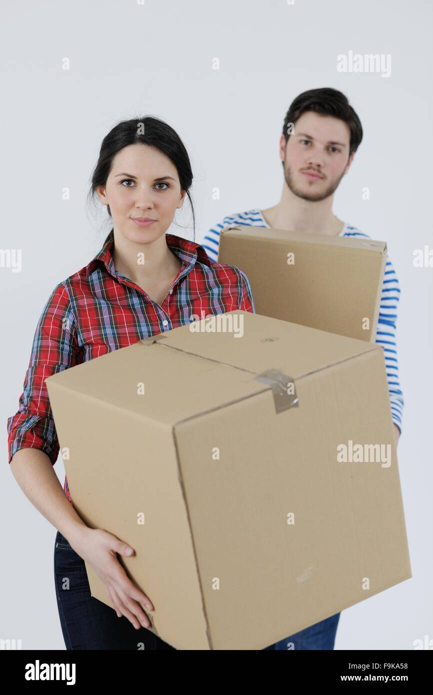 happy Young couple moving in new house Stock Photo - Alamy