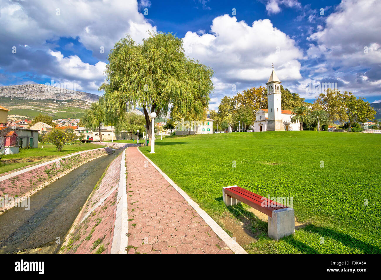 Town of Solin church and park on Jadro river, Dalmatia, Croatia Stock Photo