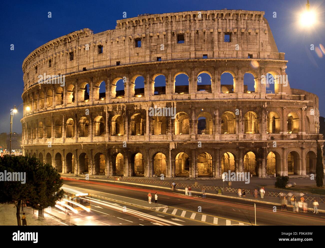 View of the Colosseum at night, Rome, Italy, Europe. Stock Photo
