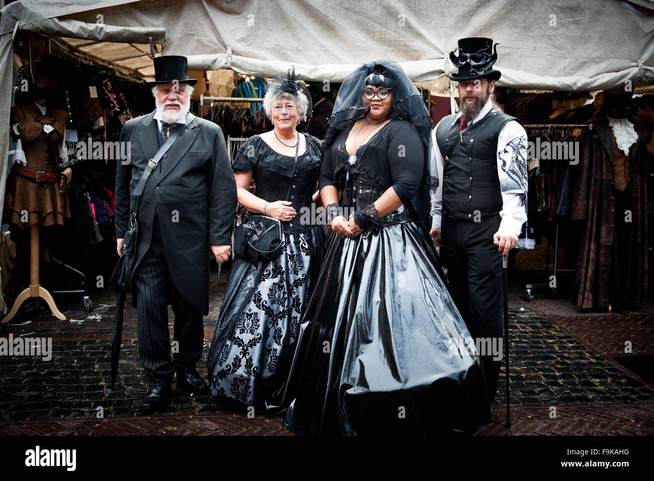 People wearing Steampunk clothes Stock Photo