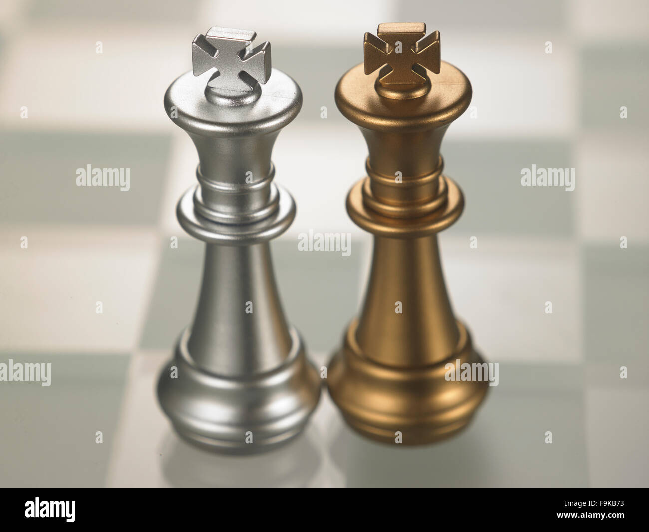 chess piece King on the glass chess board Stock Photo Alamy