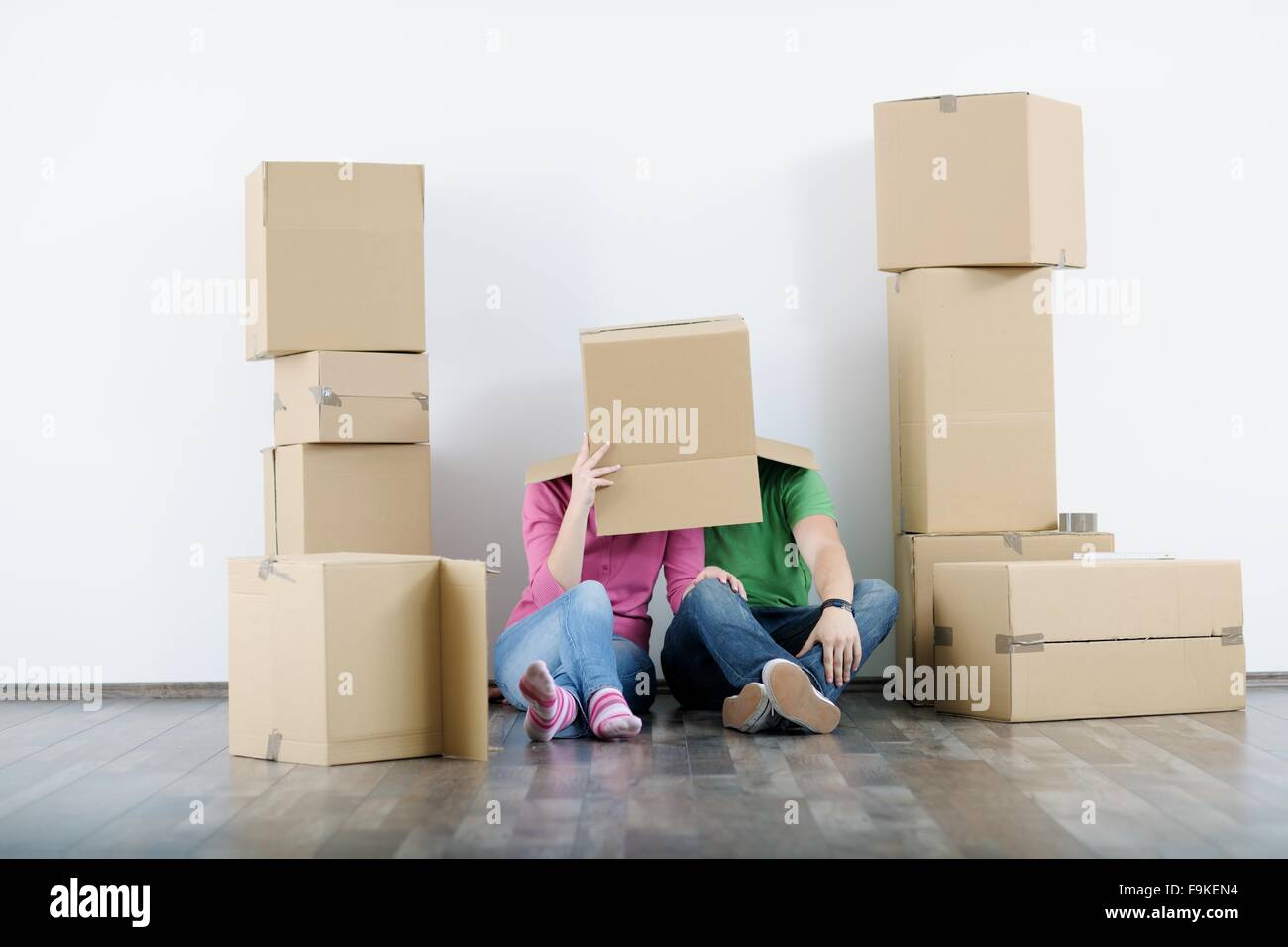 happy Young couple moving in new house Stock Photo - Alamy