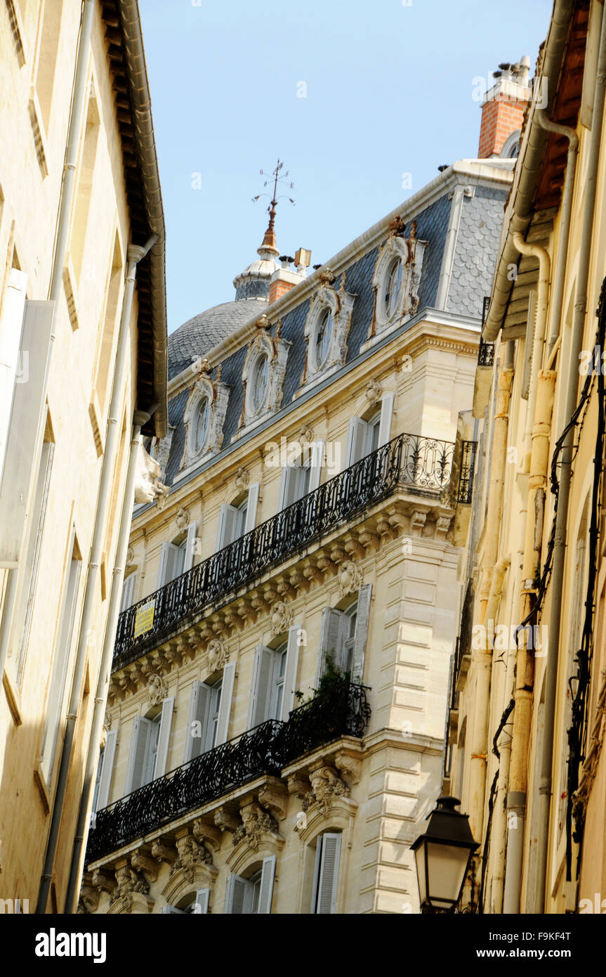 Traditional apartments, old town of Montpellier, France, Europe Stock