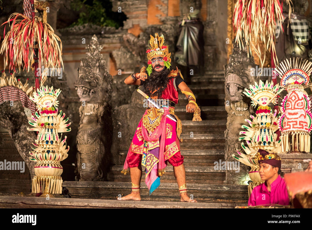 Bali dancer performing the classic Ramayana Ballet,Ubud Palace / Puri Saren Agung,  Ubud, Bali, Indonesia Stock Photo