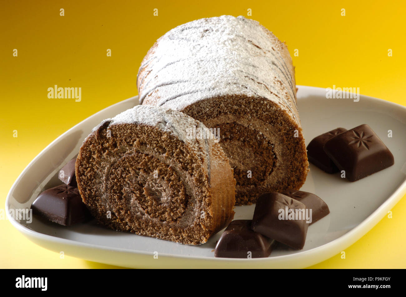 Sponge Roll with Chocolate Filling Stock Photo Alamy