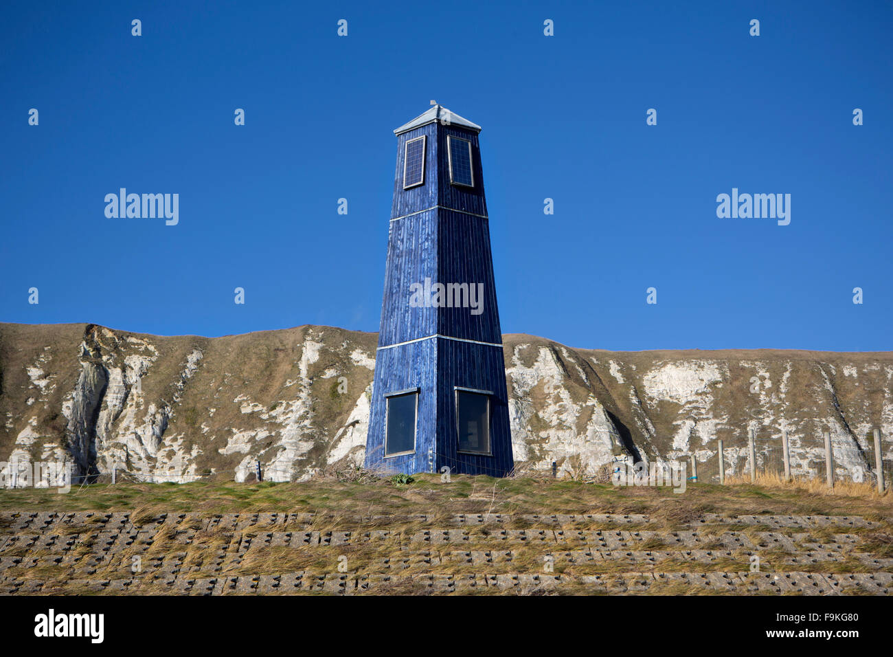Blue Lighthouse, Samphire Hoe, Kent Stock Photo Alamy