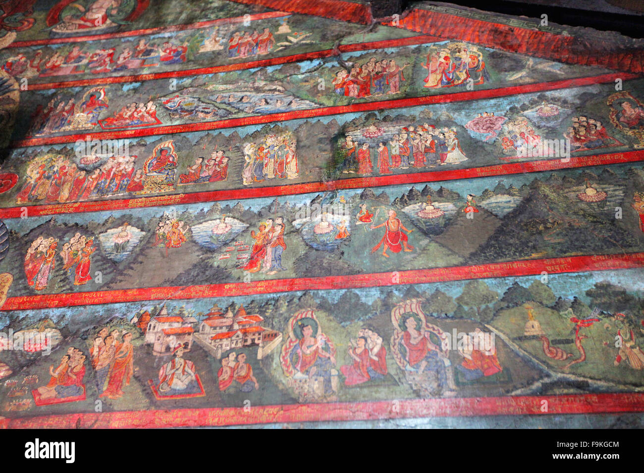 Wall paintings. Swayambhunath temple, Kathmandu, Nepal Stock Photo Alamy