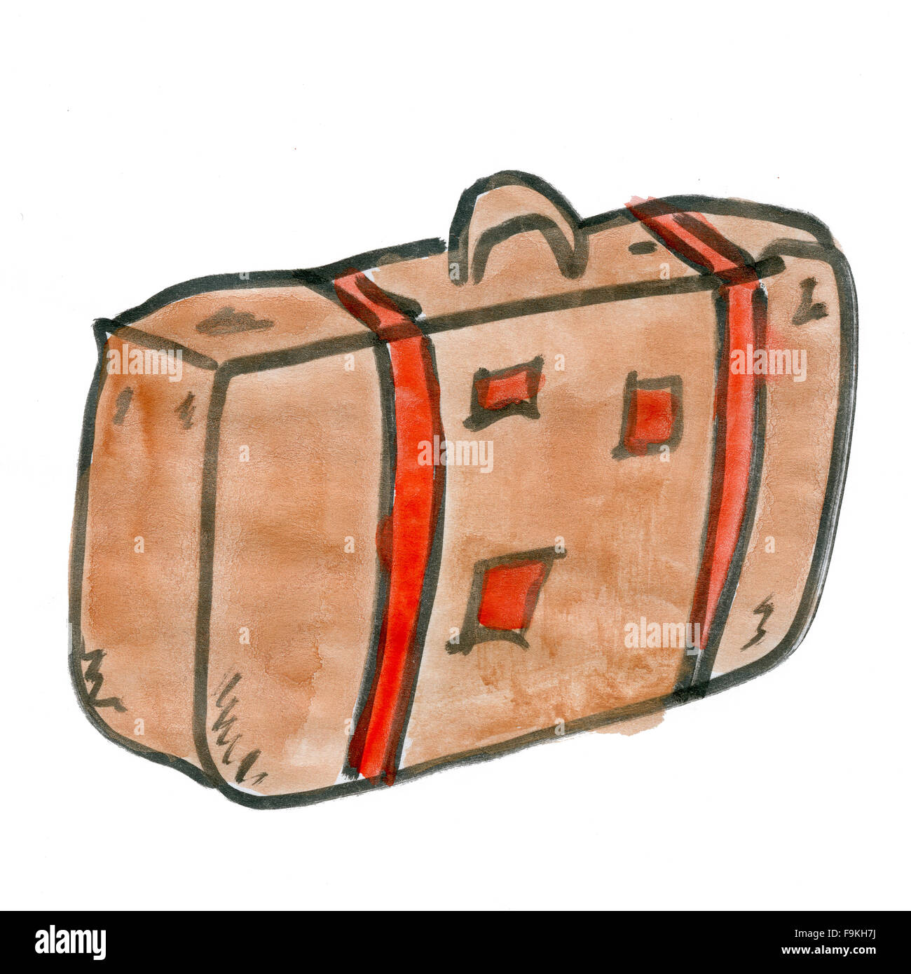 cartoon suitcase isolated on a white background cartoon watercolor