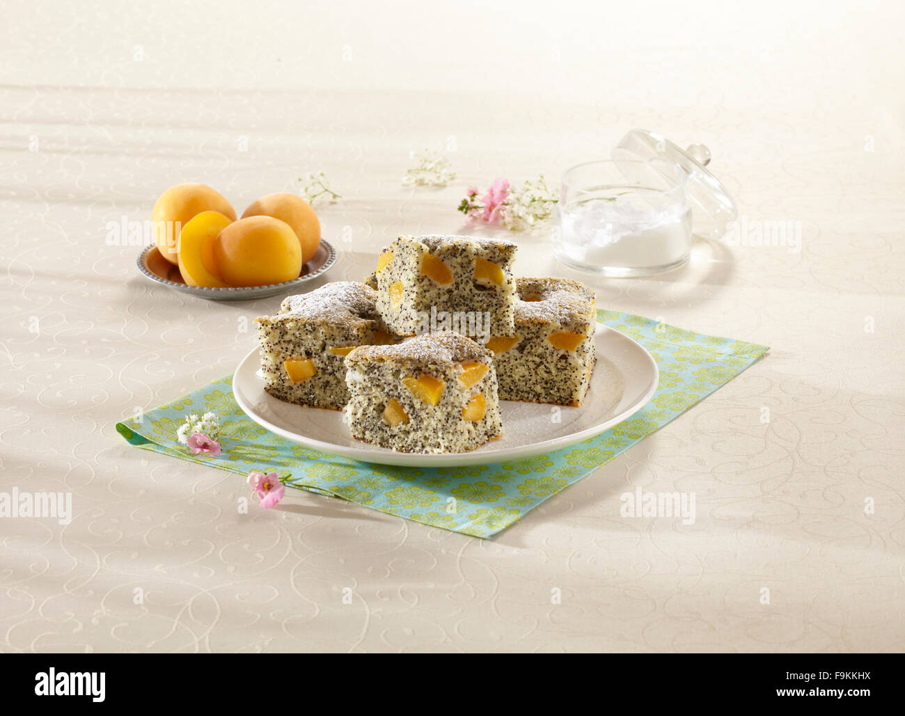 Poppy seed cake with apricots Stock Photo Alamy