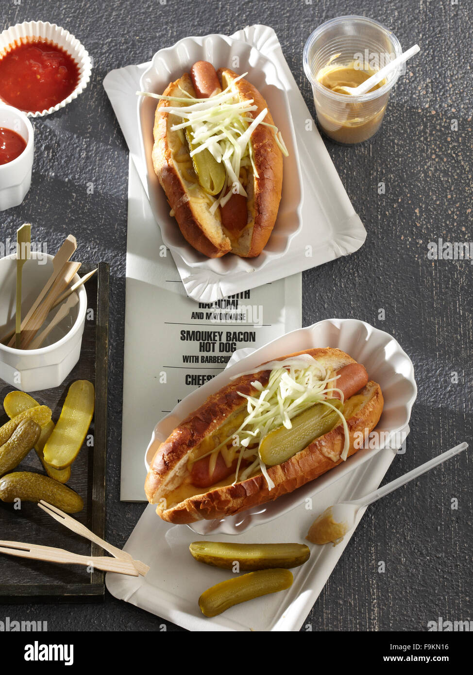 Sauerkraut and cornishon hot dog Stock Photo Alamy