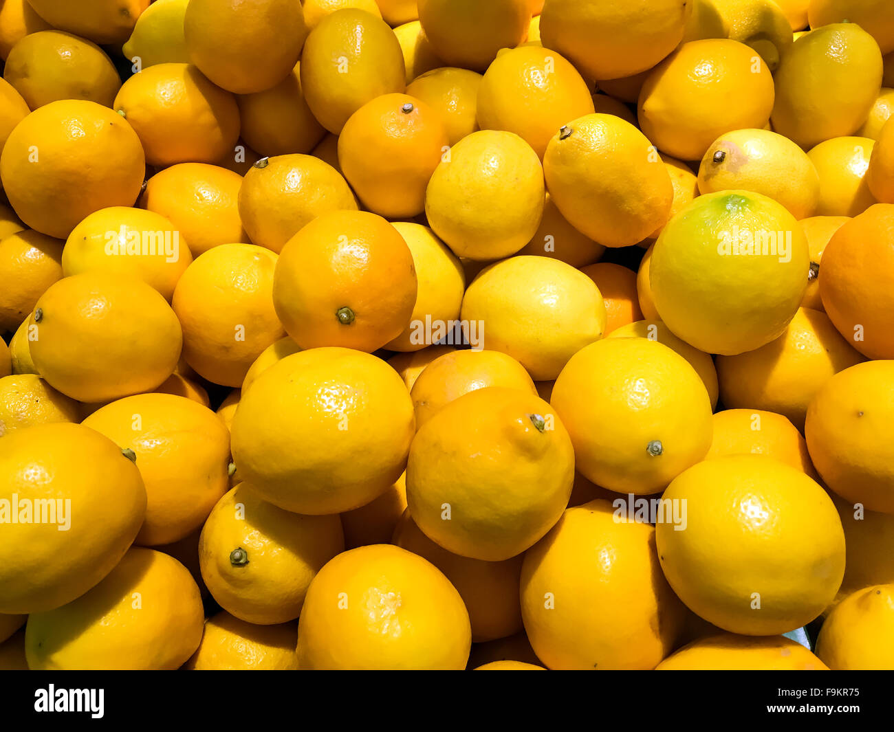 Group Of Lemons In Market Stock Photo